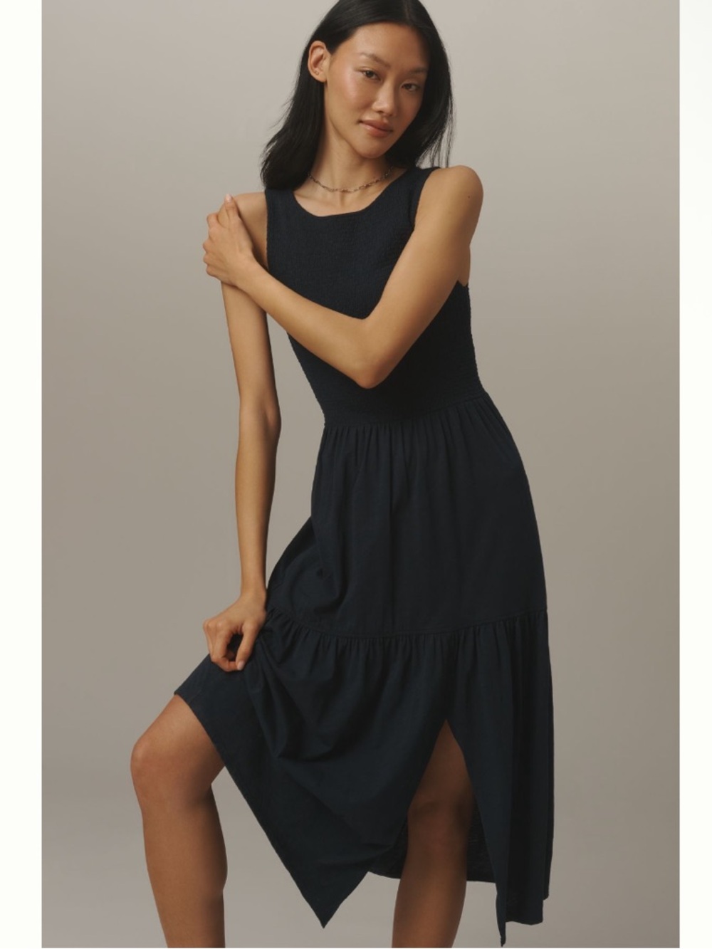 Anthropologie Nation Los Angeles Cotton Clementine Midi Dress Navy size XS NEW
